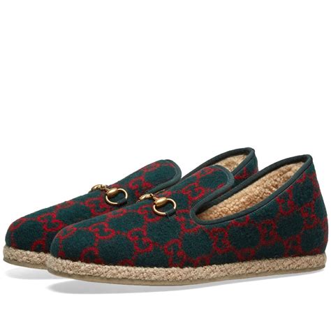 green gucci loafers|Gucci wool loafer.